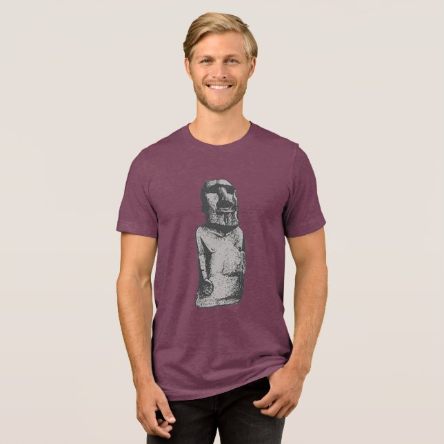 Camiseta Triblenda Abrazar la Sabiduría Antigua: Escultura Moai (Anverso Completa)