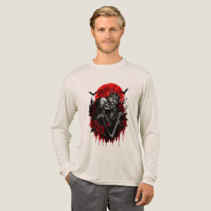 Camiseta Triblenda Abrazo Carmesí: Amantes Esqueleto