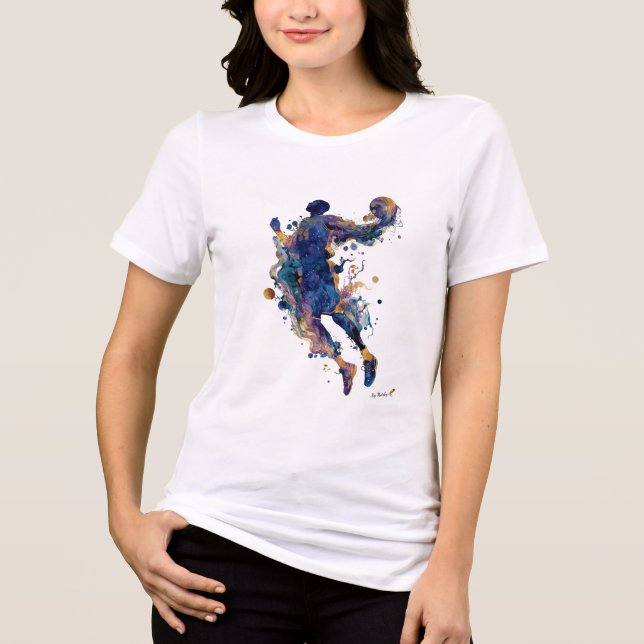 Camiseta Triblenda Abstract Basketball Player | Fluid Ink Watercolor  (Anverso)