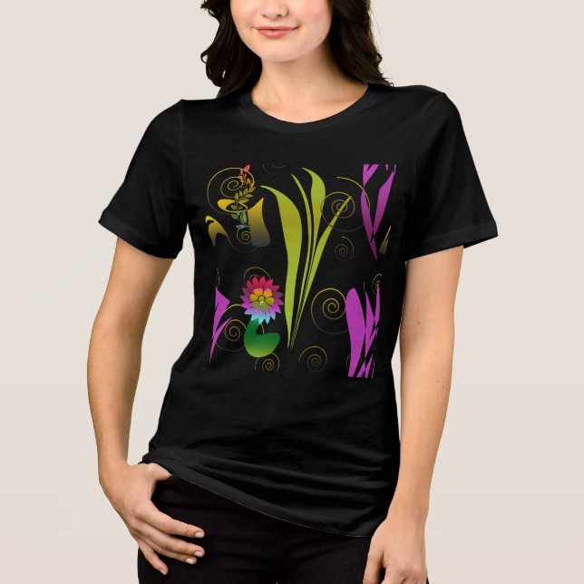 Camiseta Triblenda Abstract Floral with Spirals (Anverso)