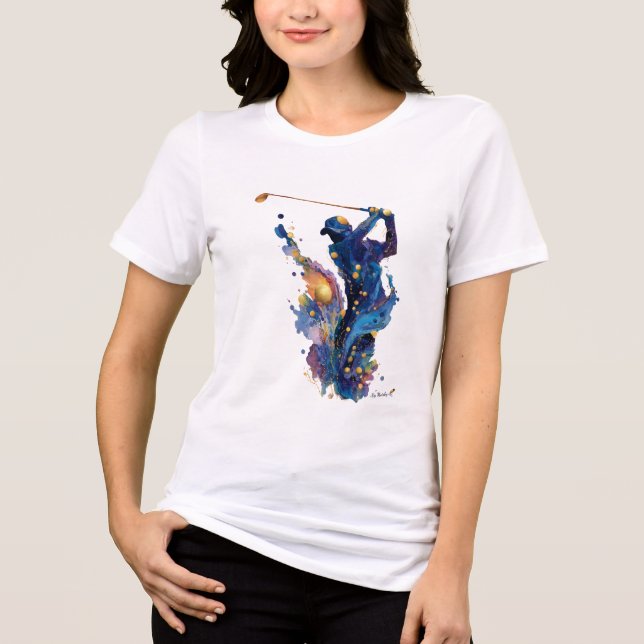 Camiseta Triblenda Abstract Golfer | Fluid Ink Watercolor Action Art (Anverso)