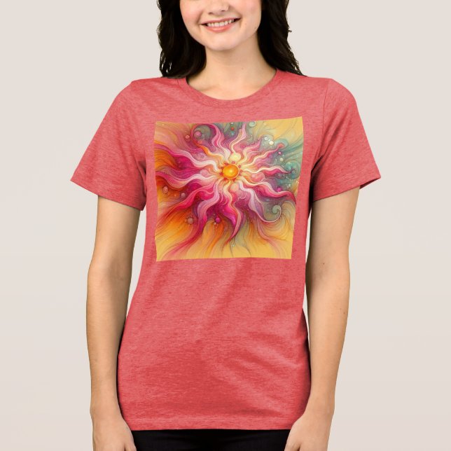 Camiseta Triblenda Abstract Pink Sun Rays Landscape (Anverso)