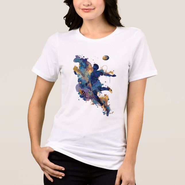 Camiseta Triblenda Abstract Soccer Player | Fluid Ink Watercolor Art (Anverso)