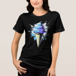 Camiseta Triblenda Abstracto de angustia Crema de Hielo Splatter Muje