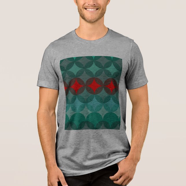 Camiseta Triblenda abstracto verde azulado y rojo inspirado por Art D (Anverso)