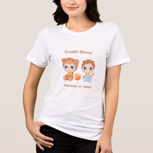 Camiseta Triblenda Abuela de gemelos bebé traje de salto (Anverso)