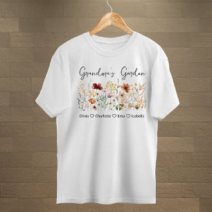 Camiseta Triblenda Abuela Jardín Acuarela Flor Silvestre Floral Bonit