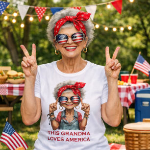 Camiseta Triblenda Abuela Patriótica Audaz Diseño – Divertido Retro A