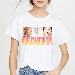 Camiseta Triblenda abuela por primera vez collage personalizado de 3 