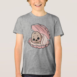 Camiseta Triblenda Acogedora foca de bebé en una concha rosa