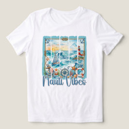 Camiseta Triblenda Acuarela Náutica Atardecer Oceánico Faro de Playa