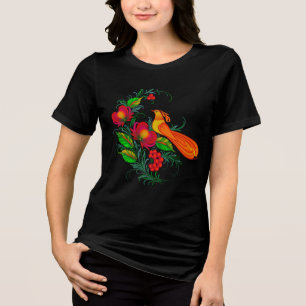 Camiseta Triblenda Acuarelas de arte popular ucraniano de Petrikivka