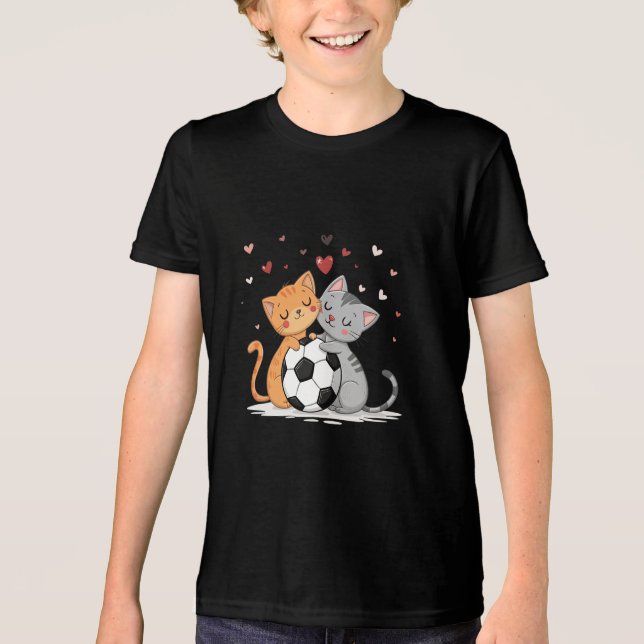 Camiseta Triblenda Adorable Cats with Soccer Ball on Valentines Day (Anverso)