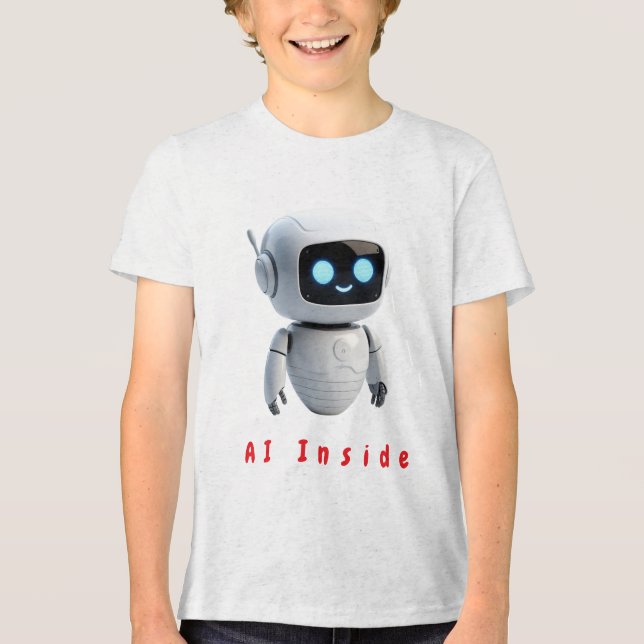 Camiseta Triblenda Adorable Chibi Space Robot Buddy - Minimalist Digi (Anverso)
