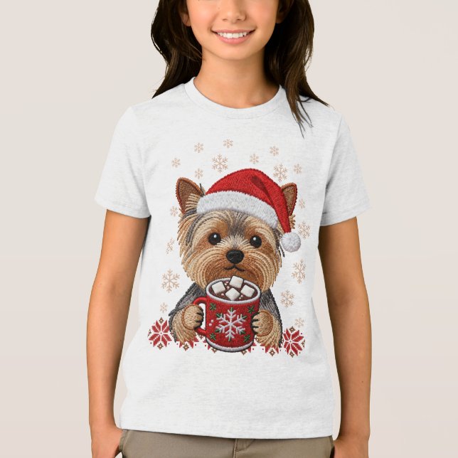Camiseta Triblenda Adorable Christmas Yorkshire Terrier (Anverso)