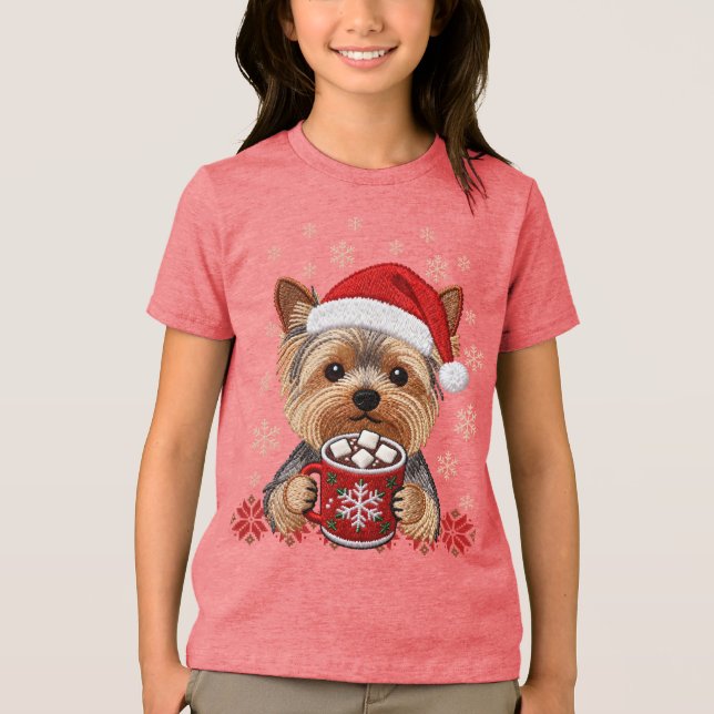 Camiseta Triblenda Adorable Christmas Yorkshire Terrier (Anverso)