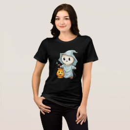 Camiseta Triblenda Adorable Ghost with Pumpkin Lantern