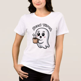 Camiseta Triblenda Adorable Tired Ghost Holding Coffee Mug