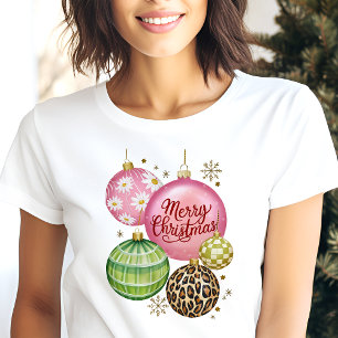Camiseta Triblenda Adorno de Feliz Navidad Fiesta Navideña