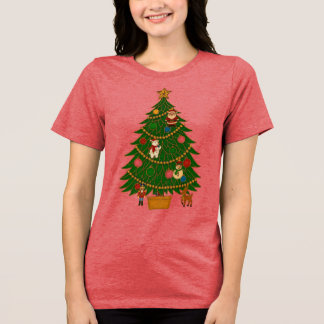 Camiseta Triblenda Adornos de personaje de árbol de Navidad de arte c