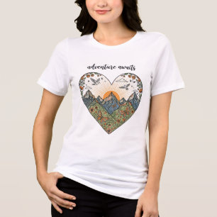 Camiseta Triblenda Adventure Awath Mountain Heart T-Shirt Design - B