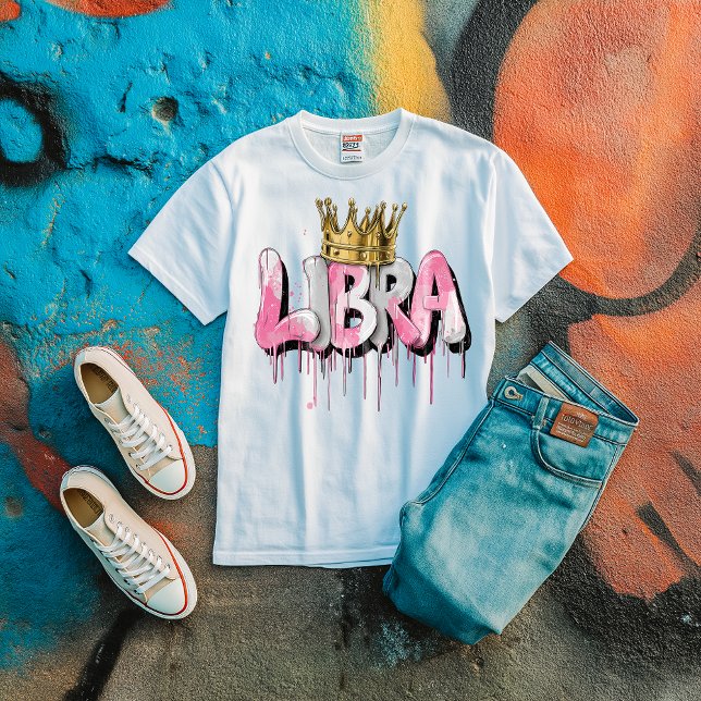 Camiseta Triblenda Aerógrafo Graffiti Libra Zodiac equilibrado con co (LIBRA ZODIAC SIGNS)