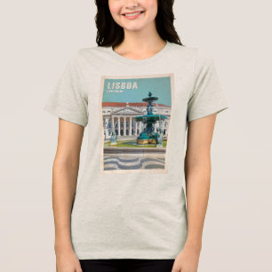 Camiseta Triblenda Afiche de viaje de Lisboa Teatro D. Maria II, Port