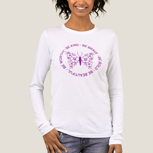 Camiseta Triblenda Afirmación de círculo de mariposa cita púrpura (Anverso)