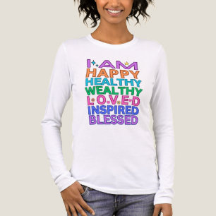 Camiseta Triblenda Afirmaciones Tee de manga larga - Texto arcoiris