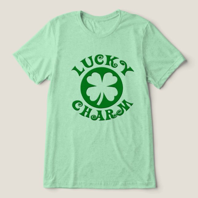 Camiseta Triblenda Afortunado Encanto Irlandés Cuatro Leaf Clover T-S (Diseño delantero )