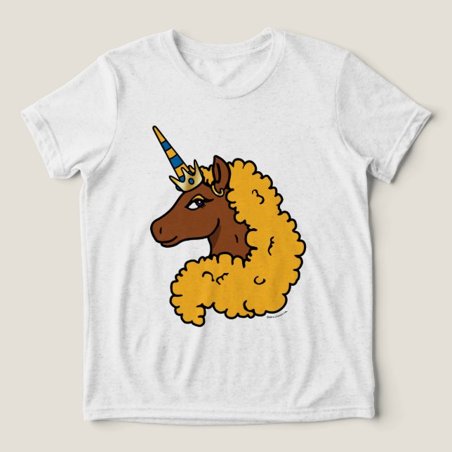 Camiseta Triblenda Afro Unicornio amarillo (Diseño delantero )