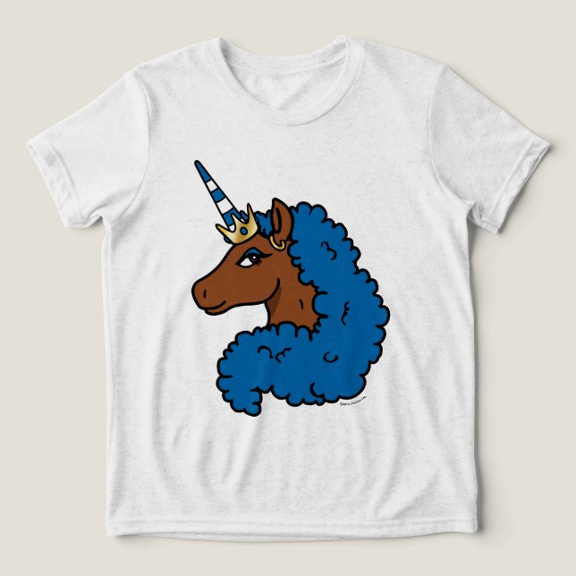 Camiseta Triblenda Afro unicornio azul (Diseño delantero )
