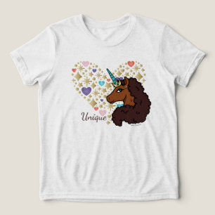 Camiseta Triblenda Afro Unicornio   Diseño de corazón único