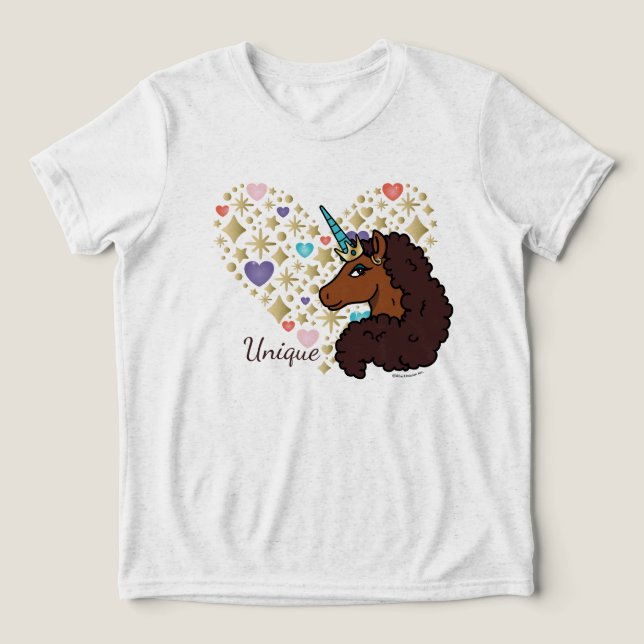 Camiseta Triblenda Afro Unicornio | Diseño de corazón único (Diseño delantero )