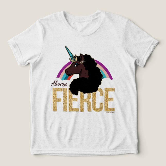 Camiseta Triblenda Afro Unicornio | Mágico - Siempre feroz (Diseño delantero )