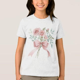 Camiseta Triblenda Agua de Flores Acuarela Rosa Polvoriento con Lazo
