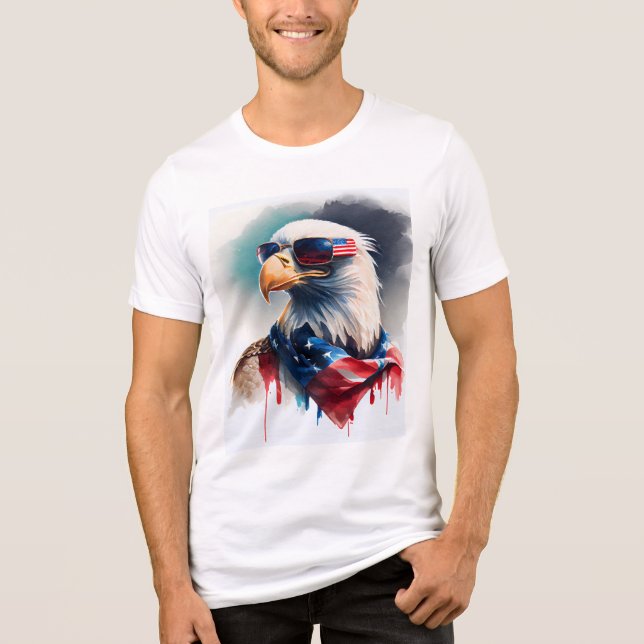 Camiseta Triblenda Águila Baldosa Patriótica 4 De Julio (Anverso)