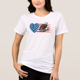 Camiseta Triblenda Águila Calva, Corazón de Bandera Americana