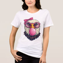 Águila Calva Niña Linda con Lazo Rosa y Chicle