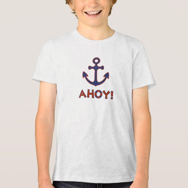 Camiseta Triblenda ¡AHOY! Buoy + Anchor Diseño Rojo+Azul (Anverso)
