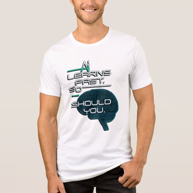 Camiseta Triblenda AI aprende rápido - Futuritic Tech Brain Design (Anverso)