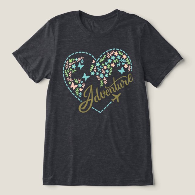 Camiseta Triblenda Airplane Mode Adventure Heart Graphic for Women  (Diseño delantero )