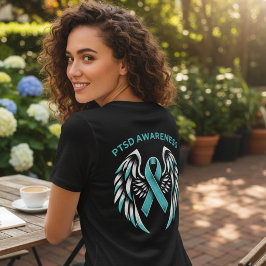 Camiseta Triblenda Alas de Ángel de la Cinta de Conciencia del TEPT