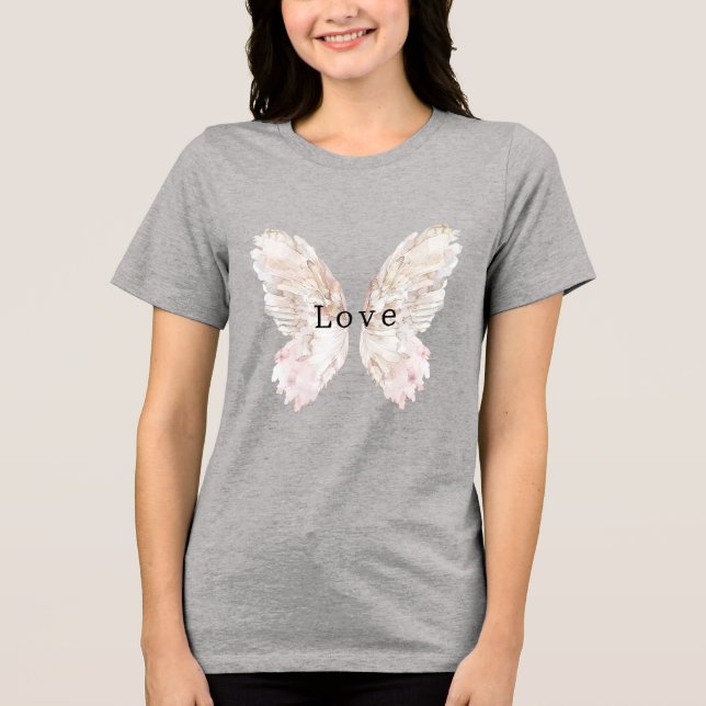 Camiseta Triblenda Alas de mariposa rosada de bonito (Anverso)