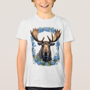 Camiseta Triblenda Alces y flores Myosotis alpinas de Alaska
