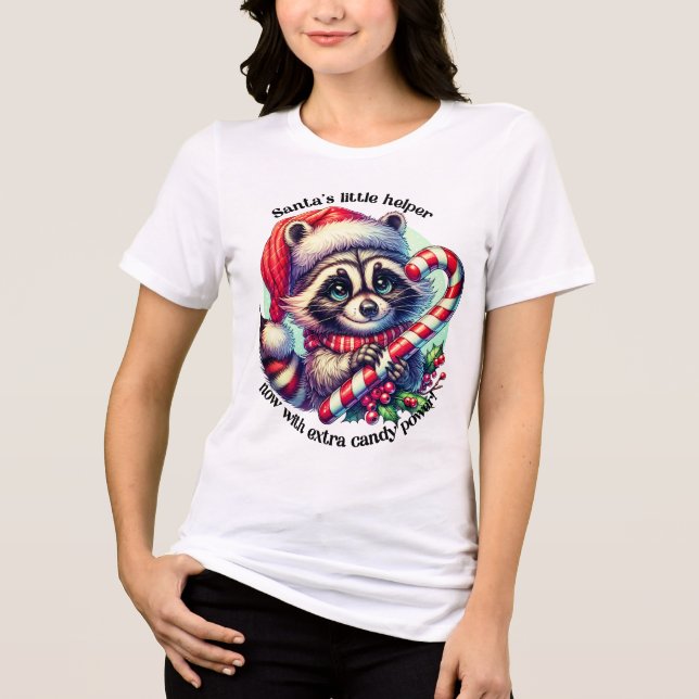 Camiseta Triblenda Alegre mapache en Santa hat (Anverso)