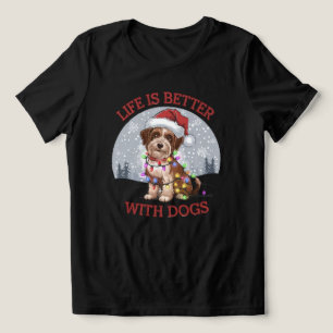 Camiseta Triblenda Alegría del perro navidad: Un gráfico del vector f