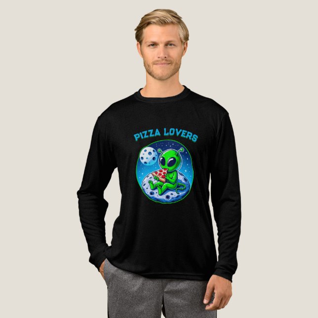Camiseta Triblenda Alien amante de la pizza en la luna | Fun Cosmic (Anverso Completo)