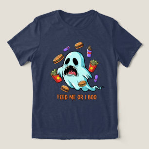Camiseta Triblenda Alimentarme O Boo Fantasma Halloween