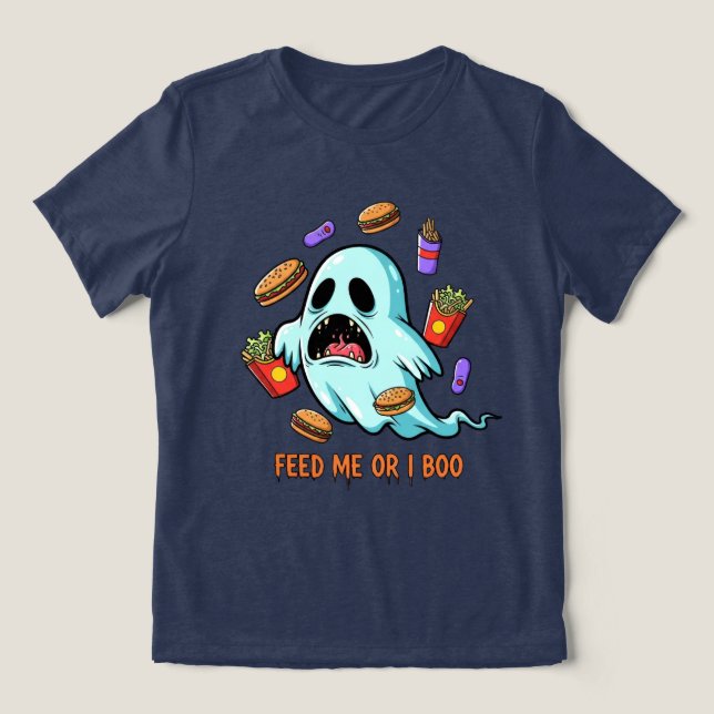 Camiseta Triblenda Alimentarme O Boo Fantasma Halloween (Diseño delantero )